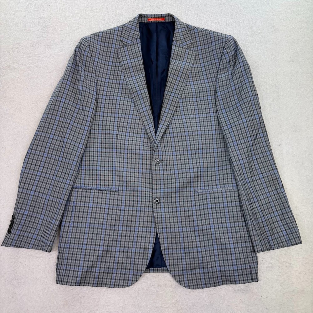 Cremieux Men's Blue Grey Sport Coat Loro Piana 100% Wool 44L